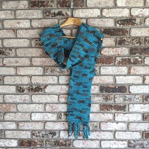 🩵 Teal & Brown Chunky Chenille Scarf Handmade